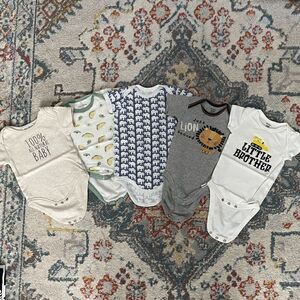 Bundle of five 3-6 month short sleeve shirt onesies